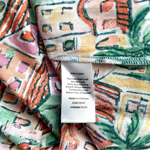Talbot's Poplin Fit Flare Skirt Scenic Riviera Sash Belt Midi Beach Print 4 NWT - Picture 10 of 11